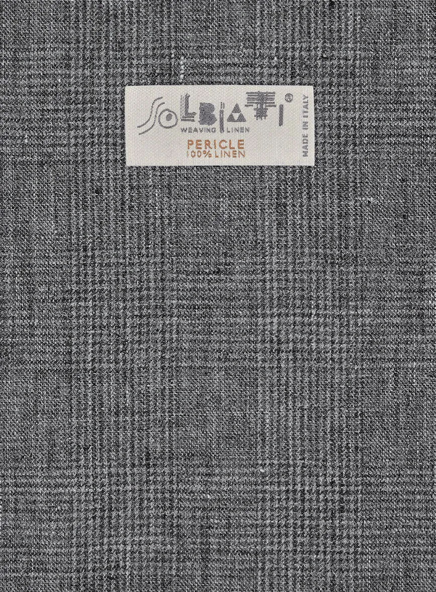 Solbiati Blue Gray Check Linen Pants