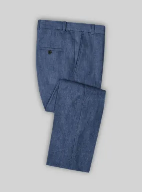 Stylbiella Spring Smoked Blue Linen Pants