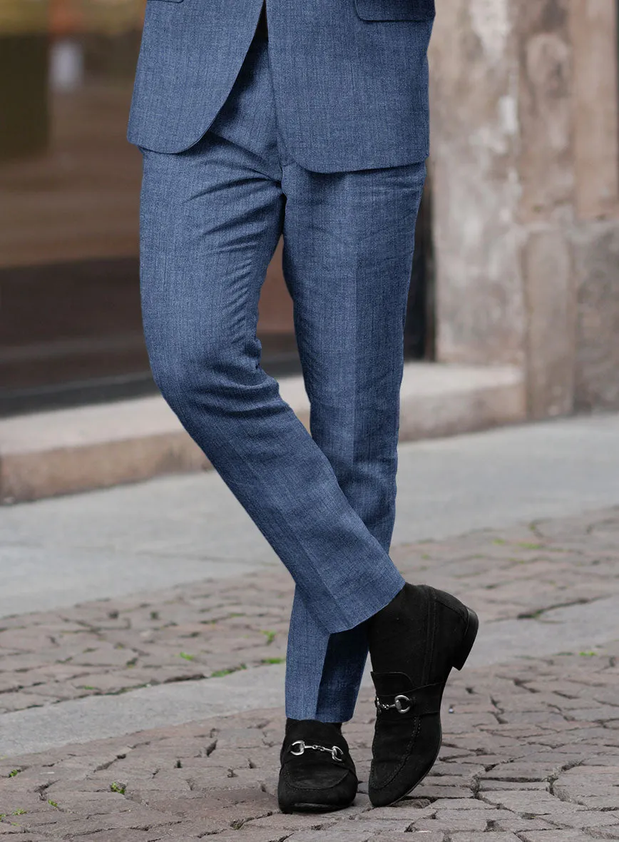 Stylbiella Spring Smoked Blue Linen Pants