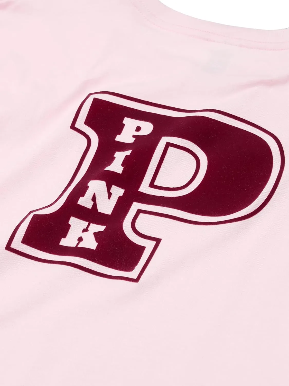 Victoria's Secret Pink Cotton Campus Long Sleeve Oversize Crew Neck Tee Color Light Pink New