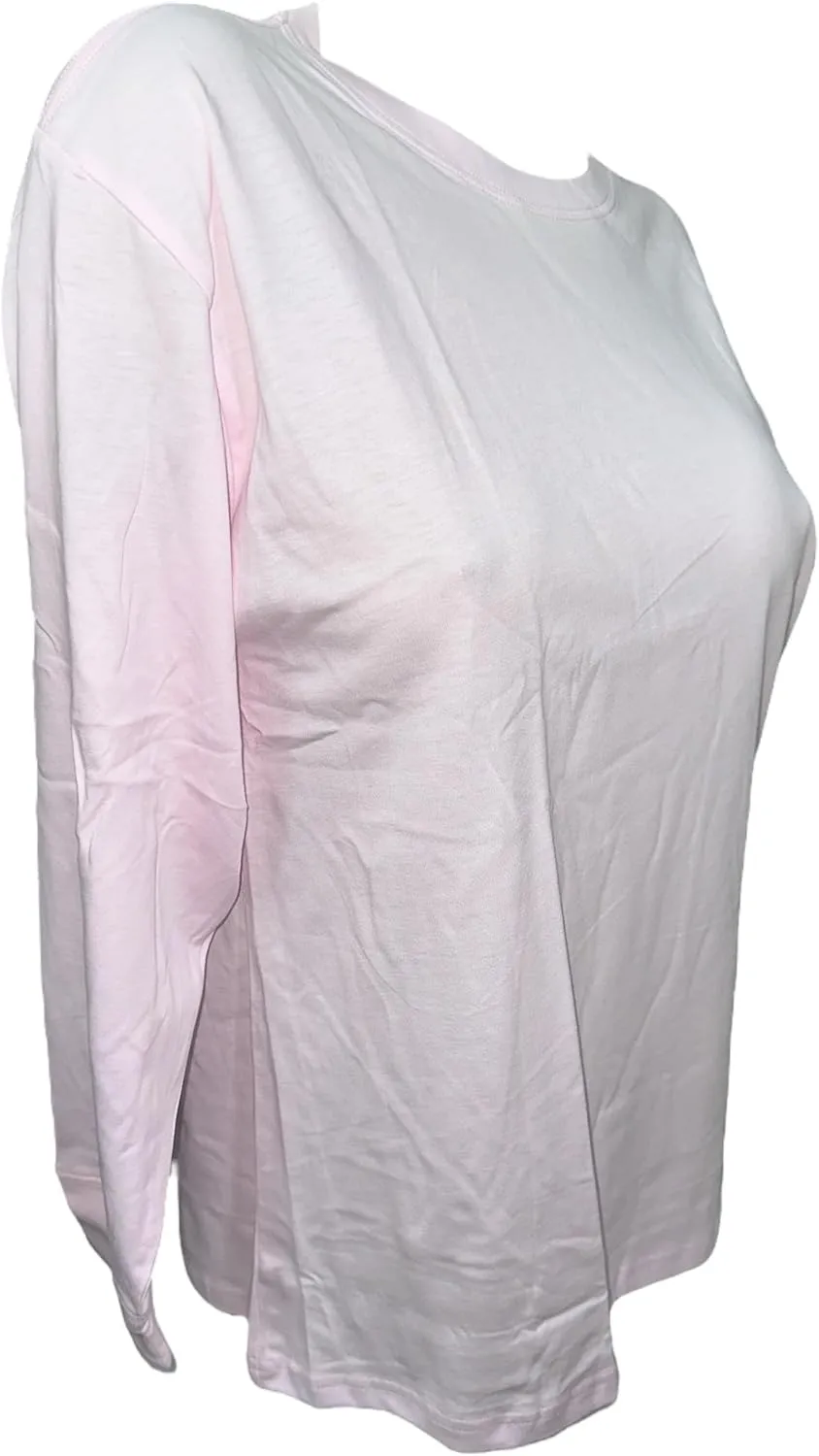 Victoria's Secret Pink Cotton Campus Long Sleeve Oversize Crew Neck Tee Color Light Pink New