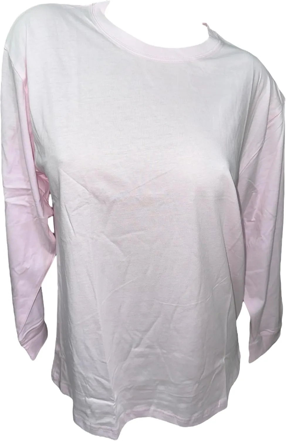 Victoria's Secret Pink Cotton Campus Long Sleeve Oversize Crew Neck Tee Color Light Pink New