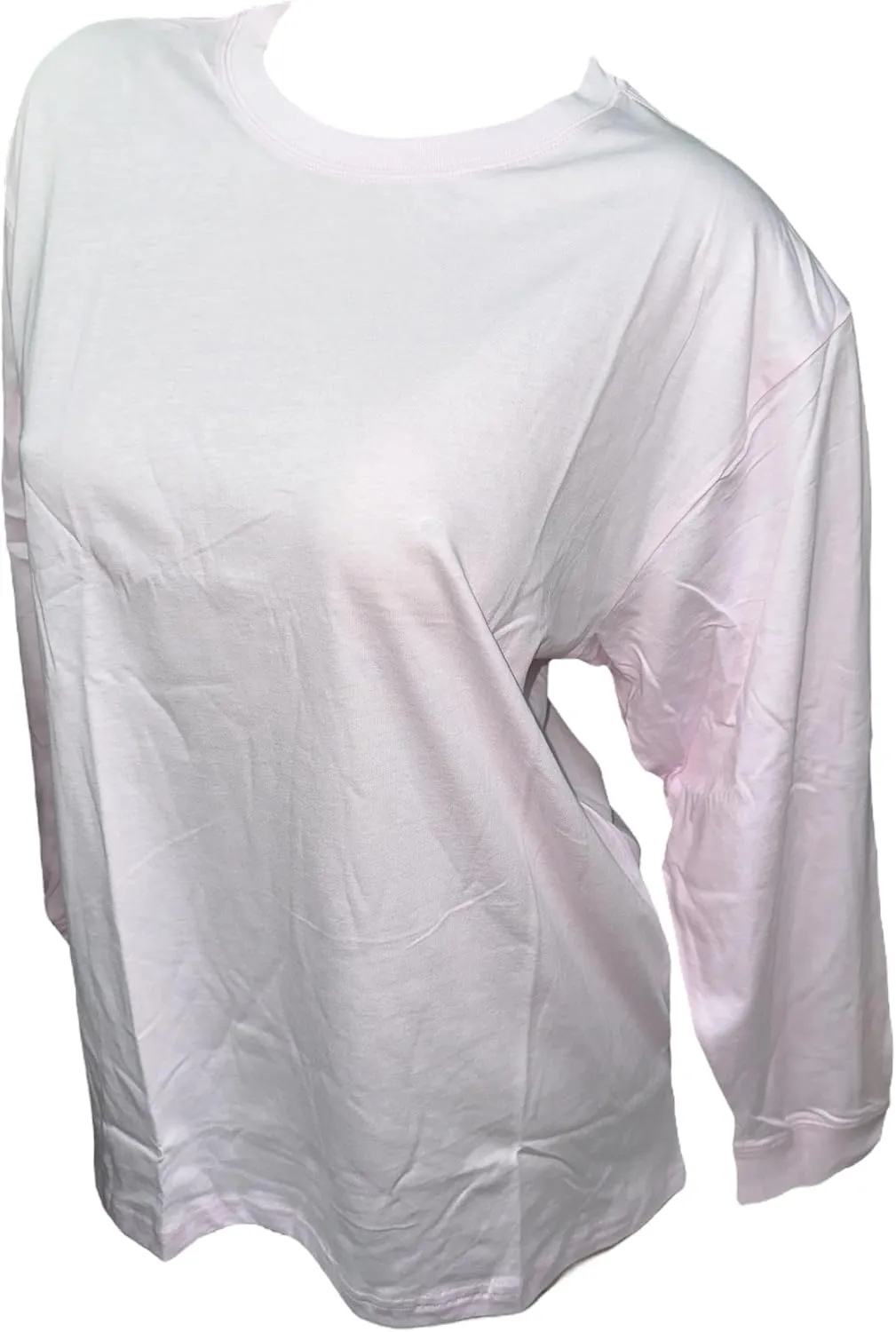 Victoria's Secret Pink Cotton Campus Long Sleeve Oversize Crew Neck Tee Color Light Pink New