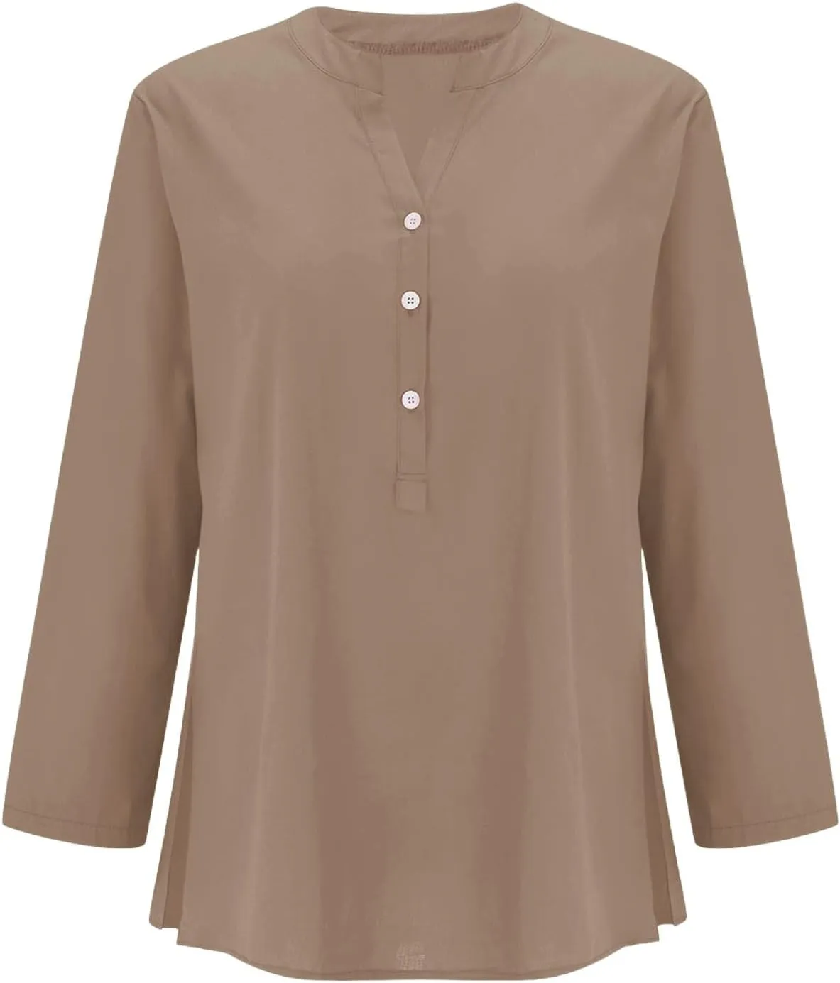Women Linen Shirts Summer Trendy Short Sleeve V Neck Blouses Lightweight Breathable Tunic Tops Beach Vacation Clothes