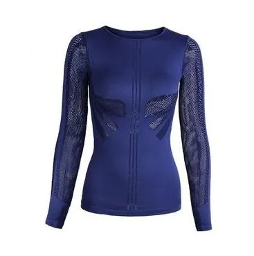 Women Sexy body-building Fitness T shirt  long sleeves sports T-shirt  black  seamless Running shirt  yoga top Gym clothes