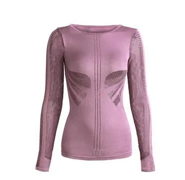 Women Sexy body-building Fitness T shirt  long sleeves sports T-shirt  black  seamless Running shirt  yoga top Gym clothes