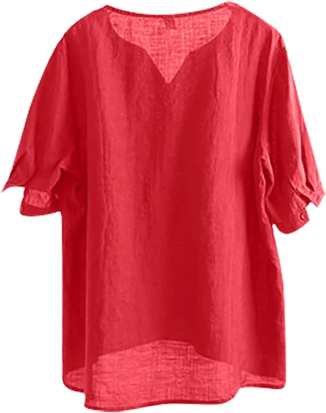 Women Summer Thin Shirt Floral Embroidery Linen Shirts 3/4 Sleeve Scoop Neck Bohemian Top Blouse Quick Dry Breathable