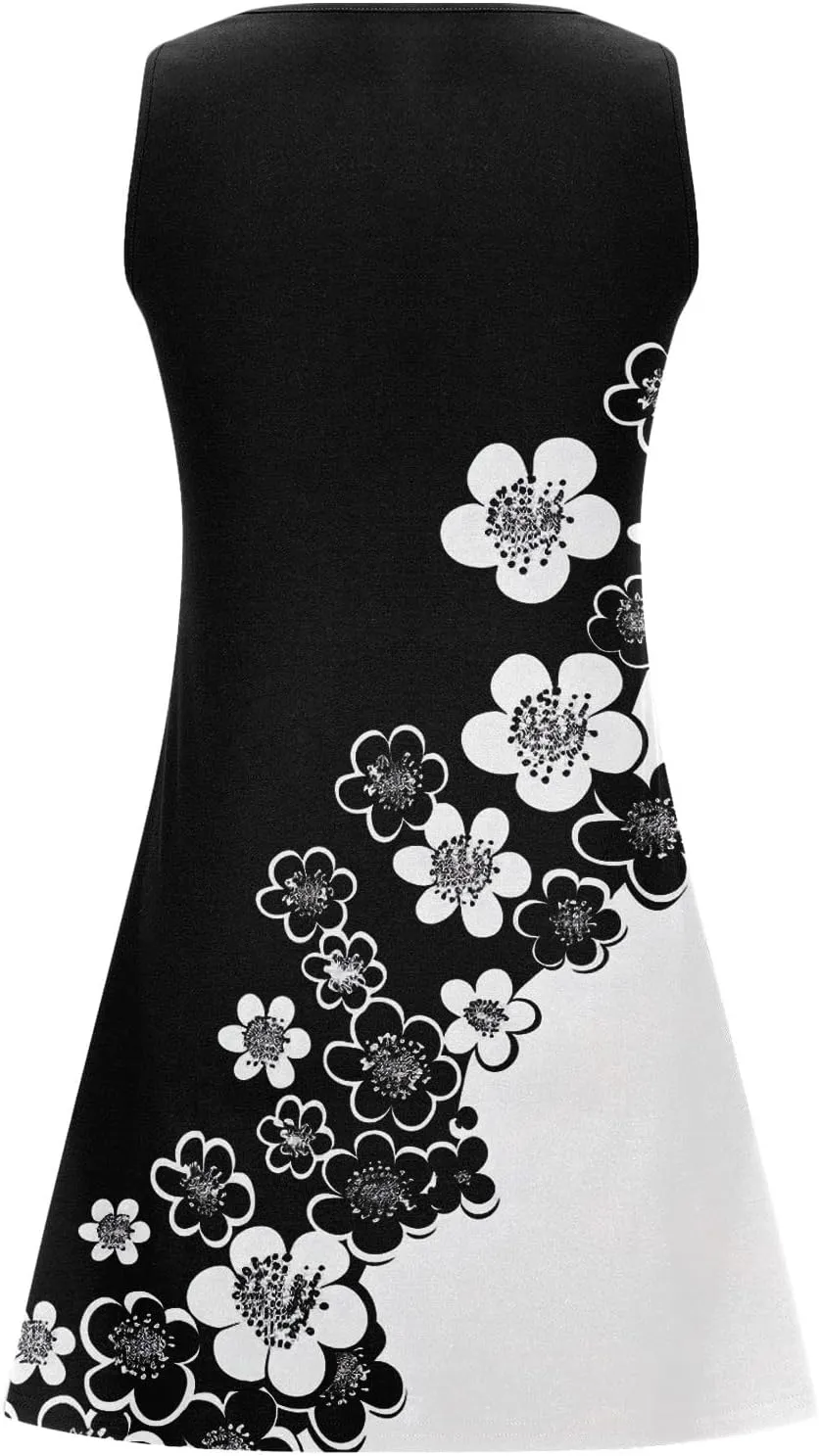 Womens Floral Short Sun Dress Sleeveless Beach Vacation Sundresses Trendy Casual Dresses Boho Clothing 2025