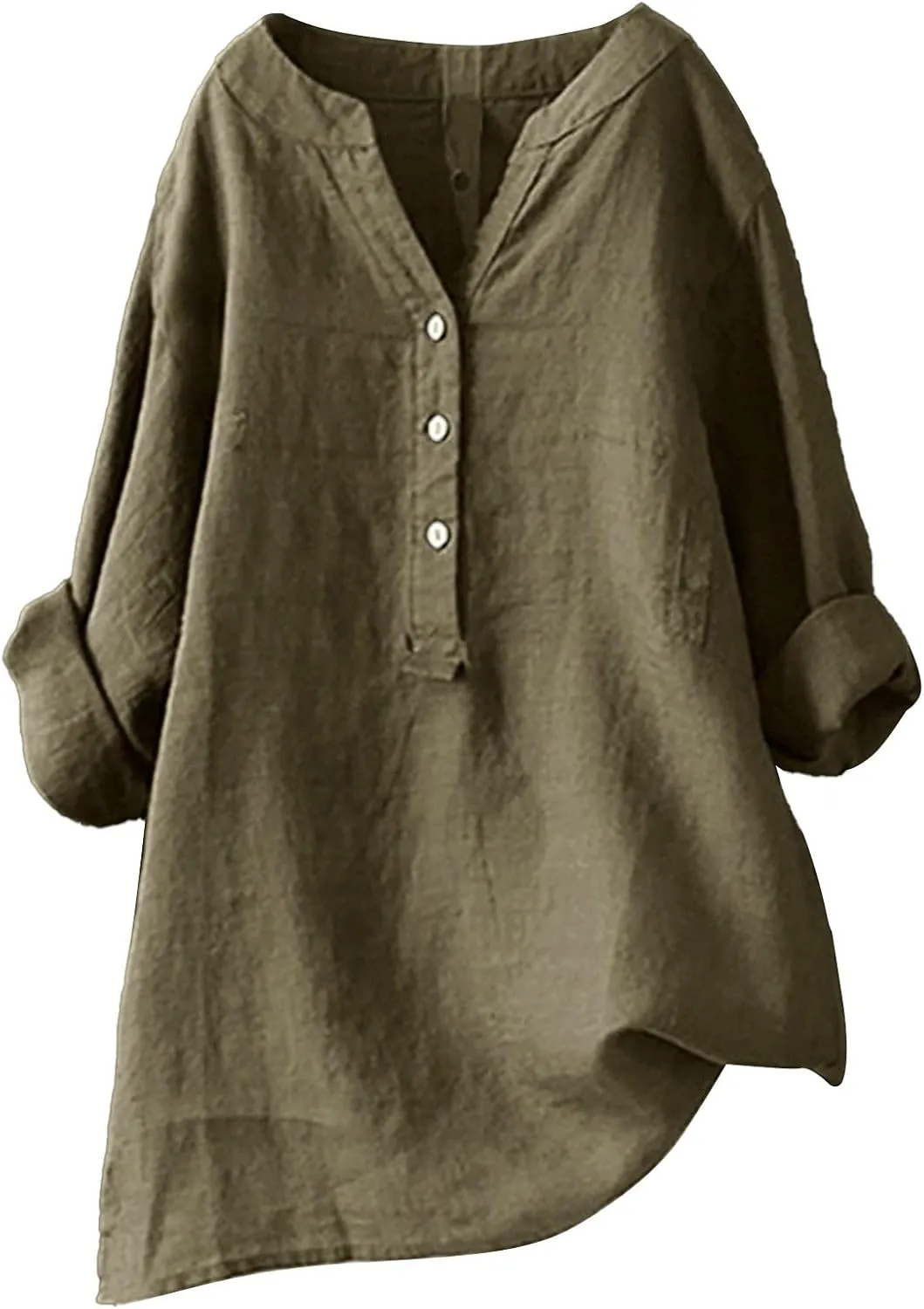 Womens Tops Dressy Casual Linen Button Down Shirts Short Sleeve V Neck T Shirt Light Weight Plain Blouses Loose Fit Tunic Top